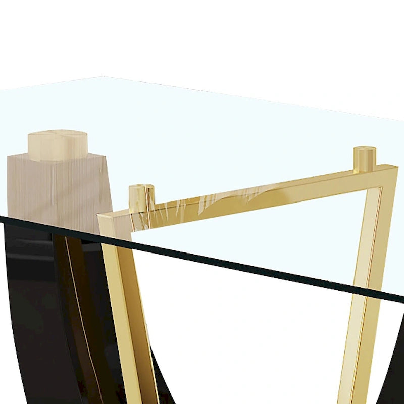Table basse rectangulaire moderne et élégante avec plateau en verre et base en bois