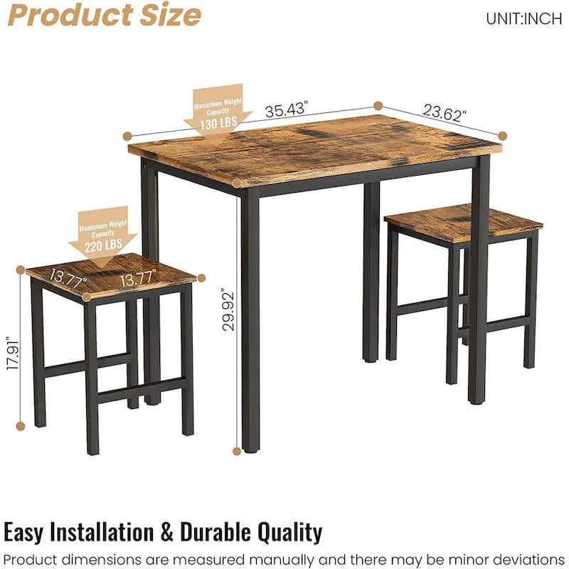 Table de salle à manger compacte pour 2 personnes, Meuble de cuisine idéal, Compacte et durable, Montage facile
