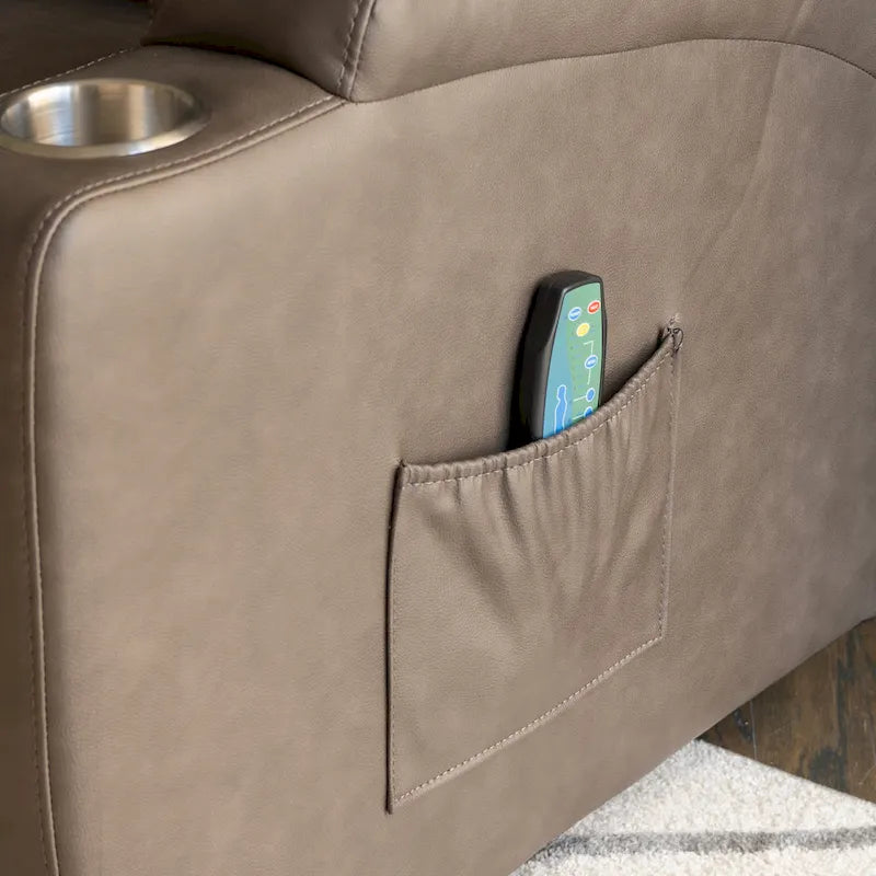 Fauteuil inclinable de massage et de relaxation électrique en similicuir coloris champignon