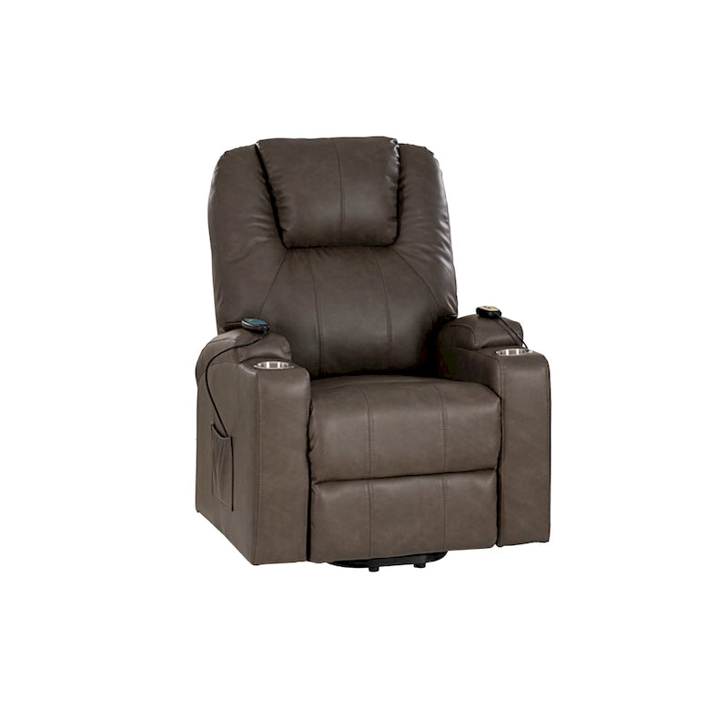 Fauteuil inclinable de massage et de relaxation électrique en similicuir coloris champignon