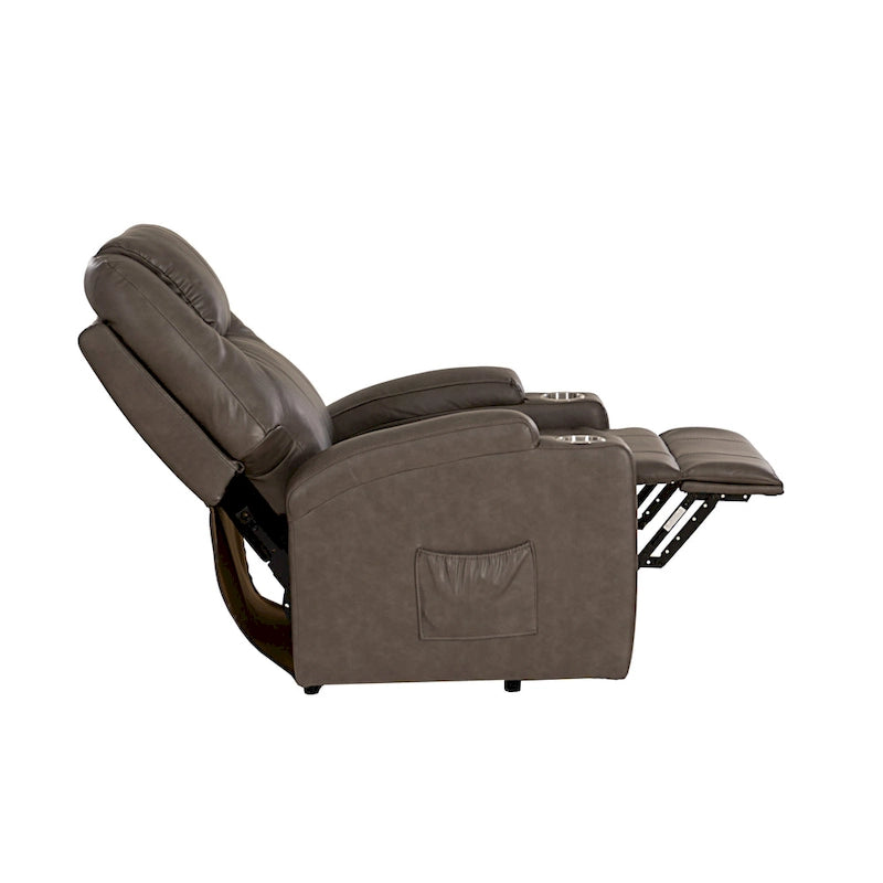 Fauteuil inclinable de massage et de relaxation électrique en similicuir coloris champignon