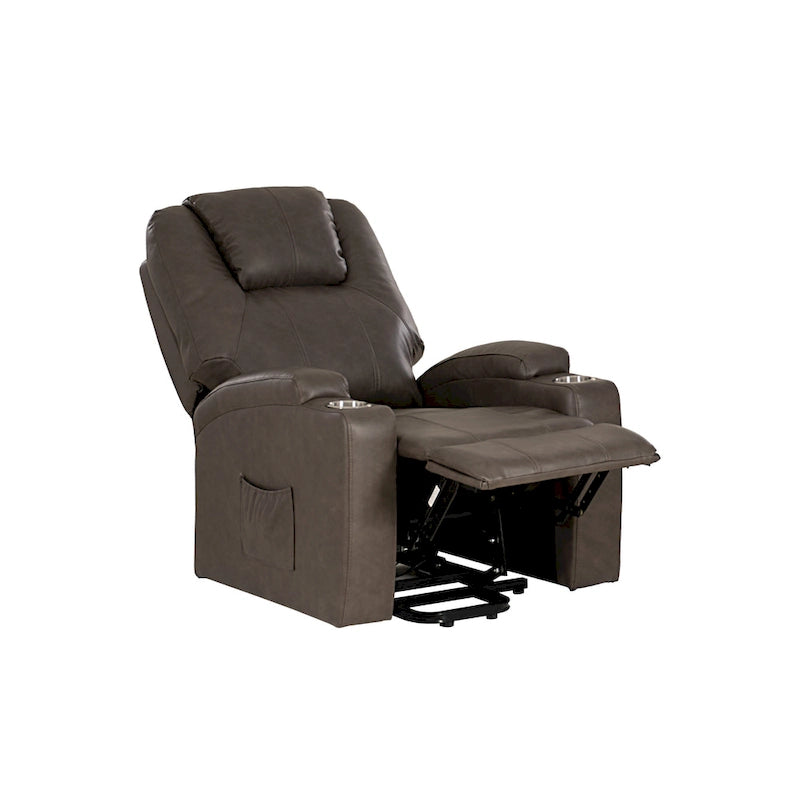Fauteuil inclinable de massage et de relaxation électrique en similicuir coloris champignon