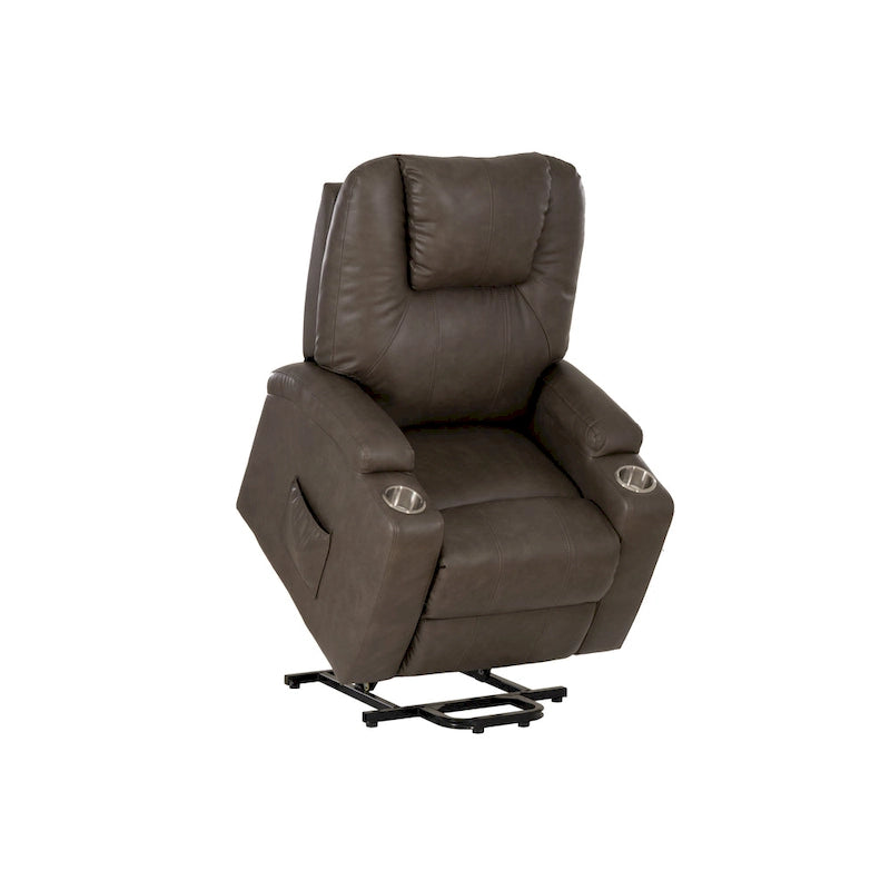 Fauteuil inclinable de massage et de relaxation électrique en similicuir coloris champignon