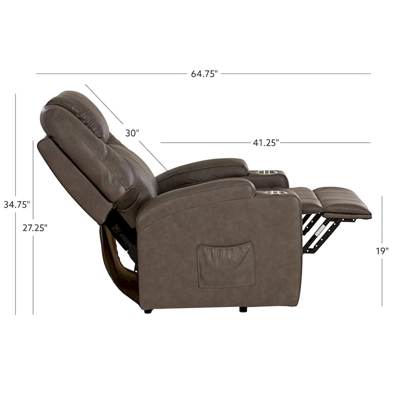 Fauteuil inclinable de massage et de relaxation électrique en similicuir coloris champignon