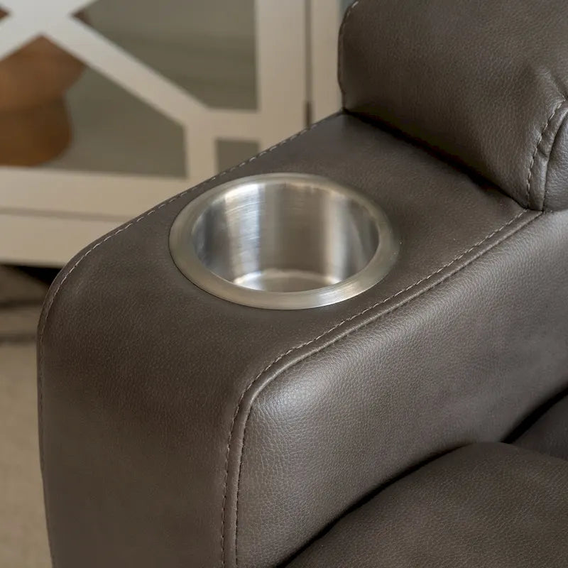 Fauteuil inclinable de massage et de relaxation électrique en similicuir coloris champignon